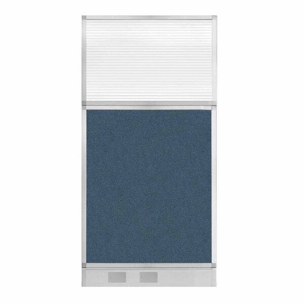 Hush Panel Cubicle Partition 3' x 6' W/ Window Caribbean Fabric Clear Fluted Window W/Cable Channel